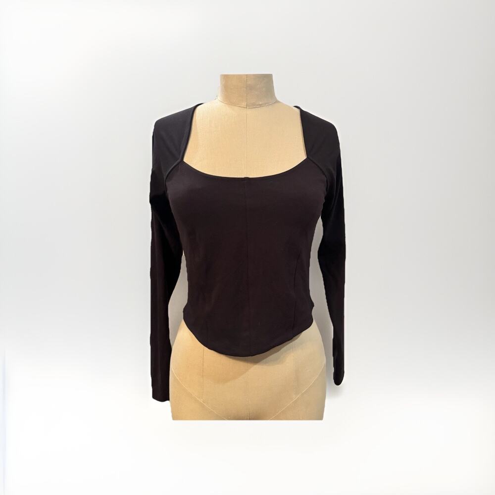 All In Motion Black Long Sleeve Cropped Tight Fit Everyday Soft Shirt Size M